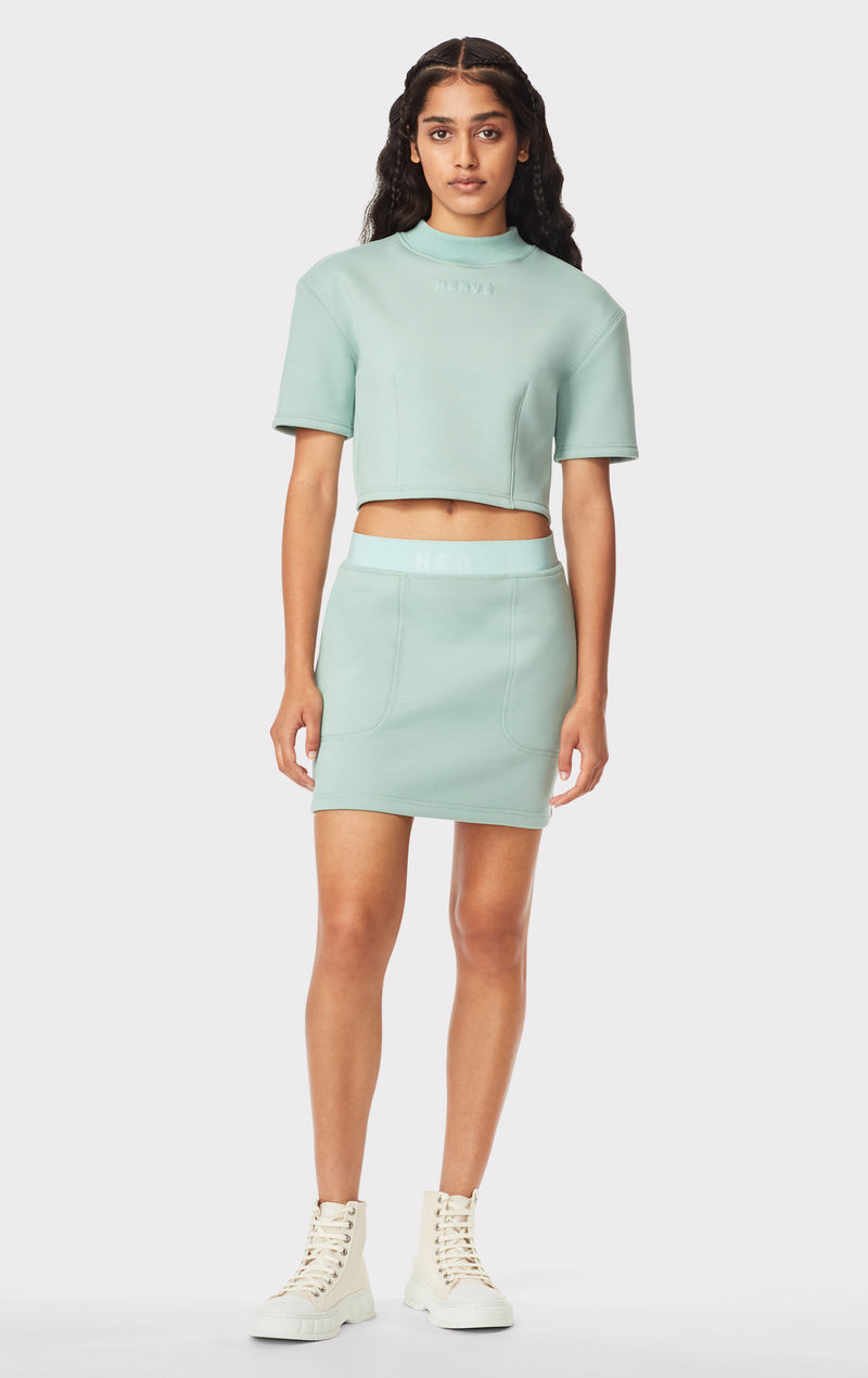 HERVE SHORT SLEEVE BONDED MOCK NECK