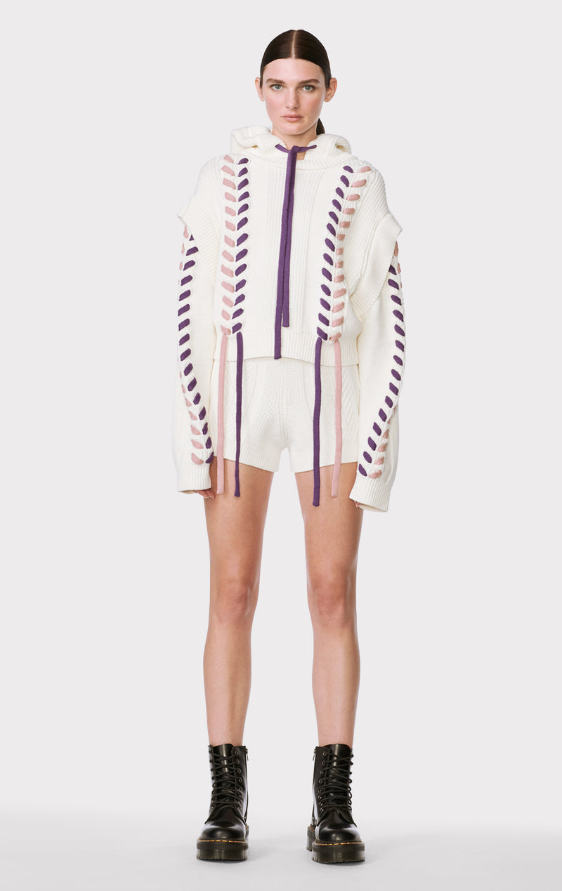 HOODED SWEATER WITH LACING