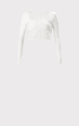 HERVÉ LÉGER X LAW ROACH SHEER LAYERED INTARSIA CROP TOP