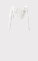 HERVÉ LÉGER X LAW ROACH SHEER LAYERED INTARSIA CROP TOP