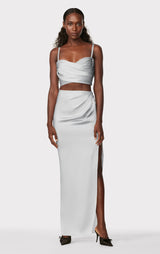 HERVÉ LÉGER X LAW ROACH Draped Asymmetrical Maxi Skirt