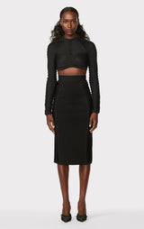 HERVÉ LÉGER X LAW ROACH RIBBON EMBROIDERED MIDI SKIRT