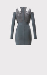 HERVÉ LÉGER X LAW ROACH LAYERED SHEER INTARSIA MINI DRESS