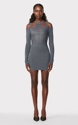 HERVÉ LÉGER X LAW ROACH LAYERED SHEER INTARSIA MINI DRESS