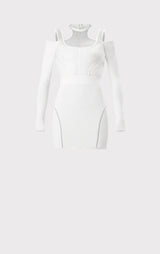 HERVÉ LÉGER X LAW ROACH LAYERED SHEER INTARSIA MINI DRESS