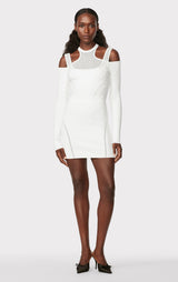 HERVÉ LÉGER X LAW ROACH LAYERED SHEER INTARSIA MINI DRESS