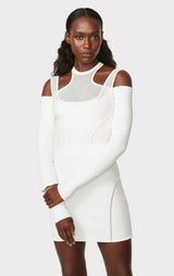 HERVÉ LÉGER X LAW ROACH LAYERED SHEER INTARSIA MINI DRESS