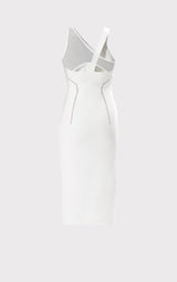 HERVÉ LÉGER X LAW ROACH LAYERED SHEER INTARSIA MIDI DRESS