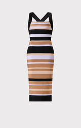 HERVÉ LÉGER X LAW ROACH STRIPED BANDAGE MIDI DRESS