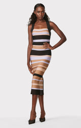 HERVÉ LÉGER X LAW ROACH STRIPED BANDAGE MIDI DRESS