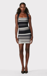 HERVÉ LÉGER X LAW ROACH STRIPED BANDAGE MINI DRESS