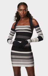 HERVÉ LÉGER X LAW ROACH STRIPED BANDAGE MINI DRESS