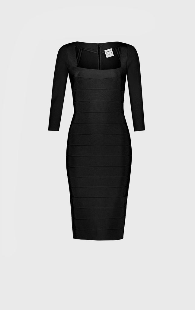herve leger dress fit Herve Leger | Square Neck Icon Dress | L