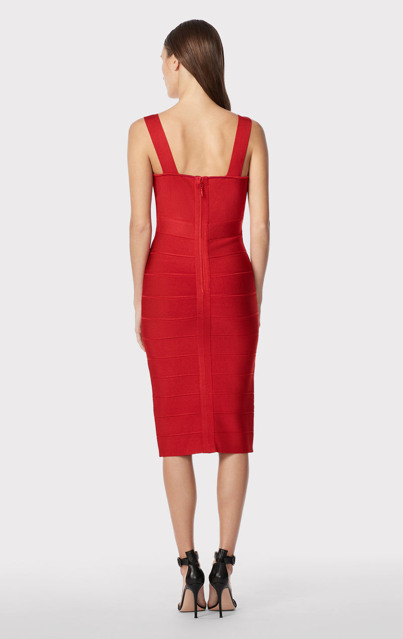 Herve Leger Fluted Gown Red Size XS/Au 6