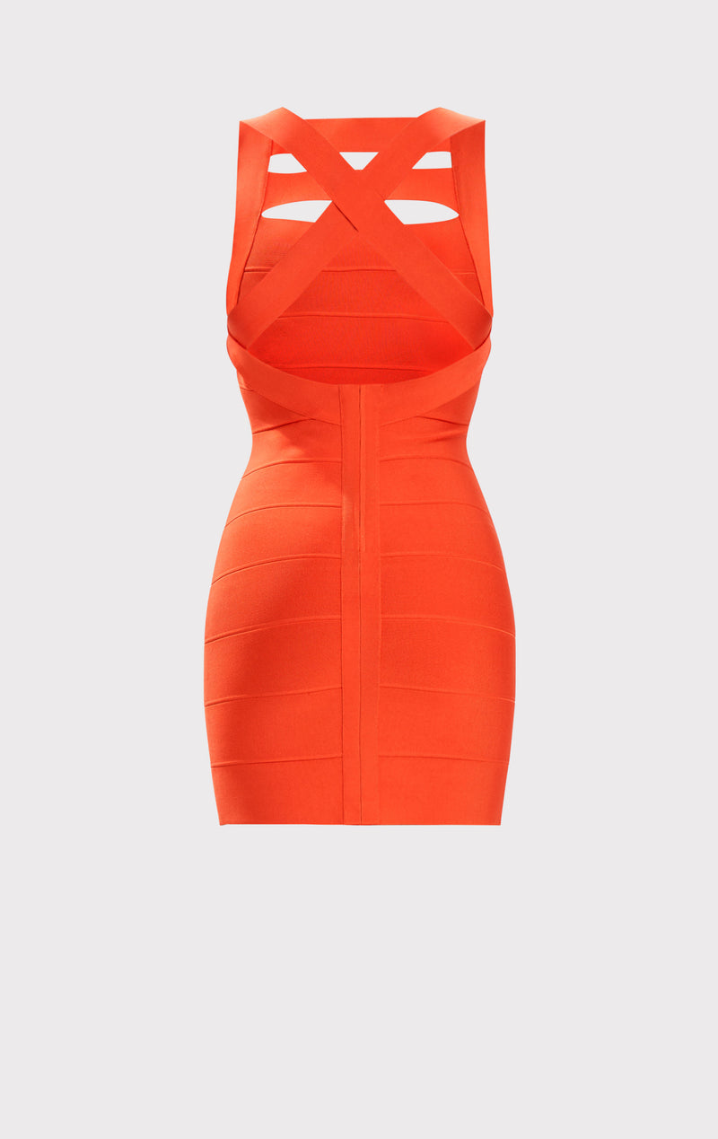 Mini dress Herve Leger Orange size M International in Synthetic