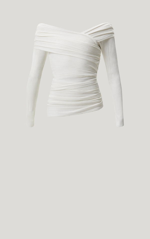 Couture Draped Ribbed Top