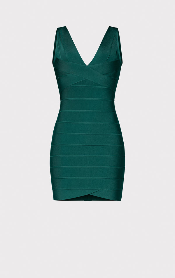 v neck mini bandage dress