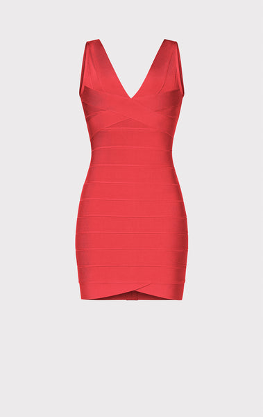 v neck mini bandage dress
