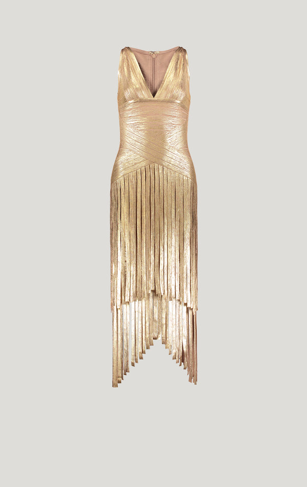 Layered Foil Fringe Dress