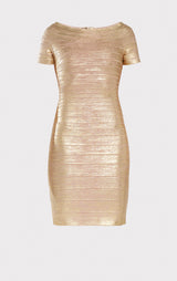 OFF-SHOULDER BANDAGE DRESS FOIL