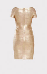 OFF-SHOULDER BANDAGE DRESS FOIL