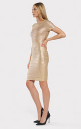 OFF-SHOULDER BANDAGE DRESS FOIL