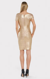 OFF-SHOULDER BANDAGE DRESS FOIL