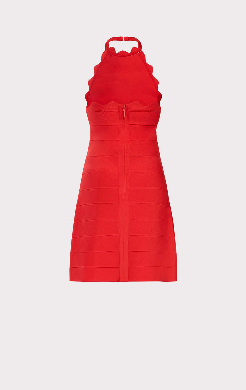 NEW HERVÉ LÉGER Bandage Mini Dress in Red Size S #D5743