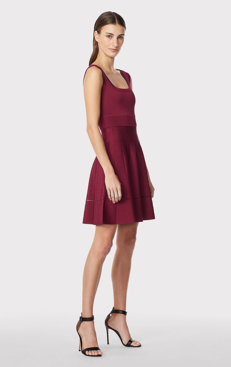 SCOOP NECK FIT AND FLARE MINI DRESS