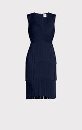 V NECK FRINGED MIDI DRESS