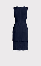 V NECK FRINGED MIDI DRESS