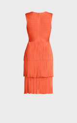 V NECK FRINGED MIDI DRESS