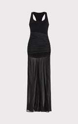 RUCHED WOVEN MIX TANK GOWN