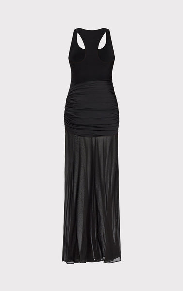 RUCHED WOVEN MIX TANK GOWN