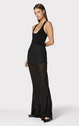 RUCHED WOVEN MIX TANK GOWN