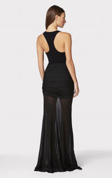 RUCHED WOVEN MIX TANK GOWN