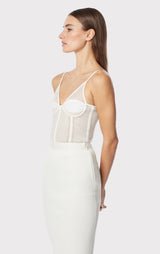 SHEER INTARSIA BUSTIER TOP