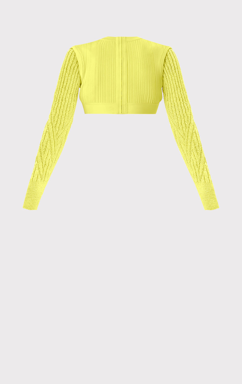 MIXED GAUGE VARIEGATED RIB CROP TOP