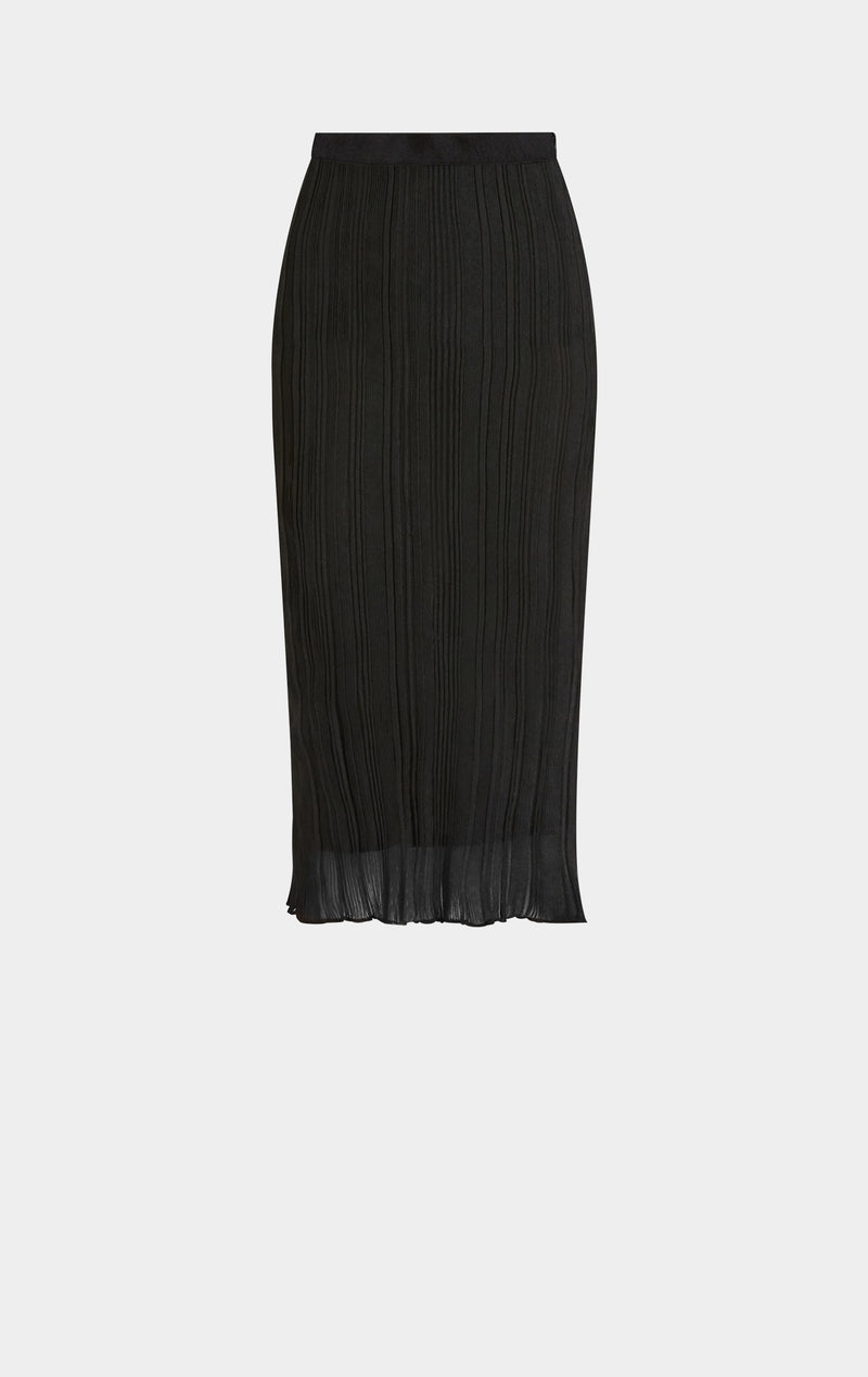 SHEER VARIEGATED RIB MIDI SKIRT