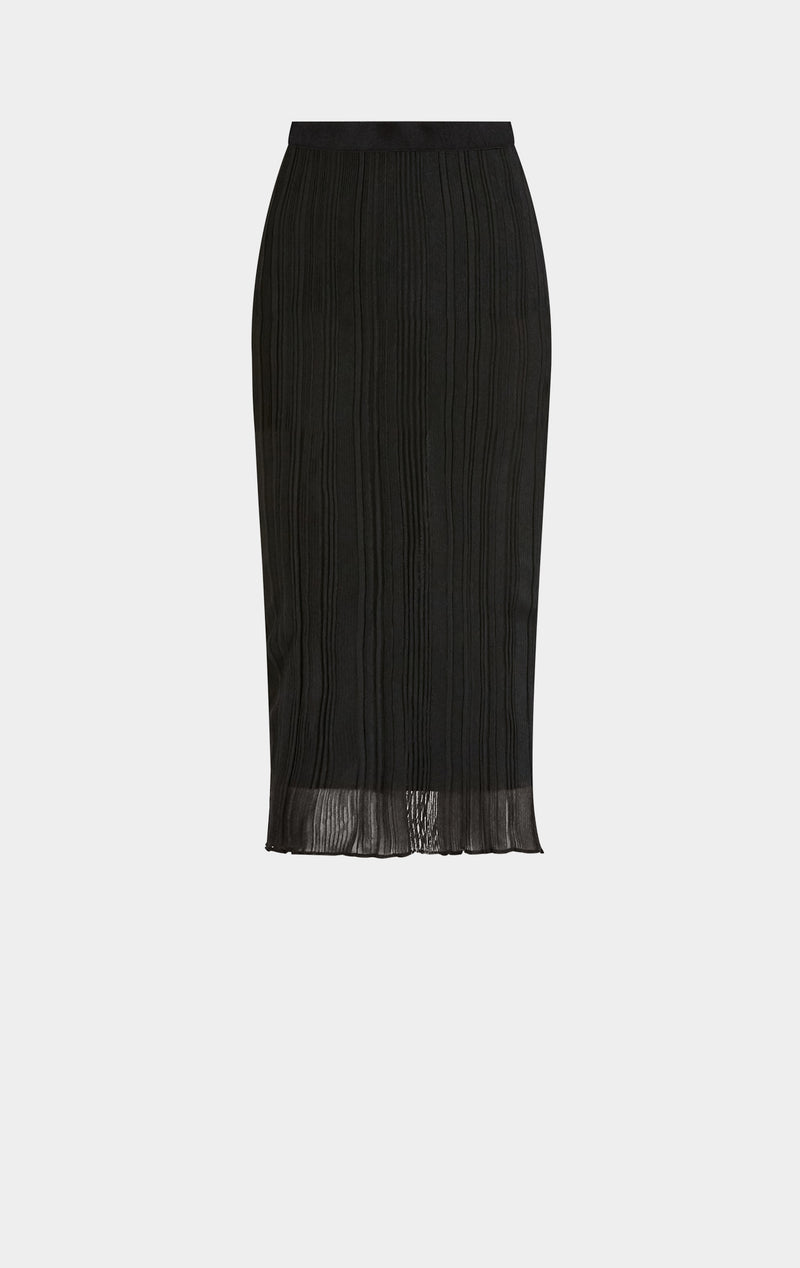 SHEER VARIEGATED RIB MIDI SKIRT