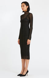 SHEER VARIEGATED RIB MIDI SKIRT
