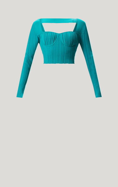 Transparent Ribbed Sweatheart Top