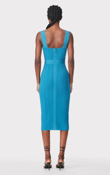 RIBBED POINTELLE MIDI DRESS