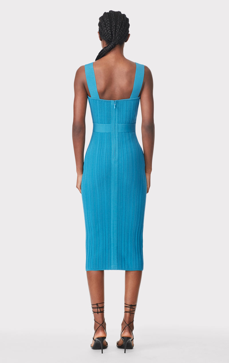 RIBBED POINTELLE MIDI DRESS