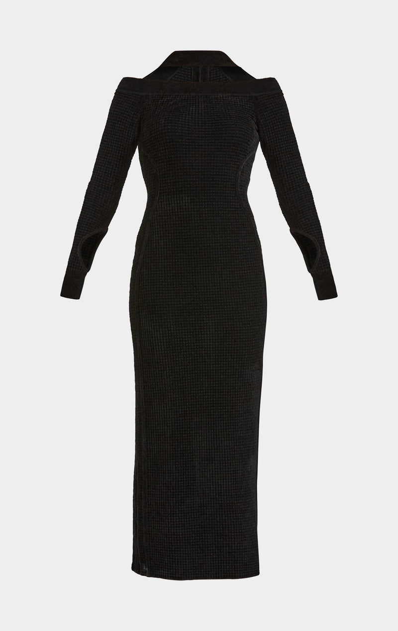 CUT OUT LONG SLEEVE STITCH GOWN